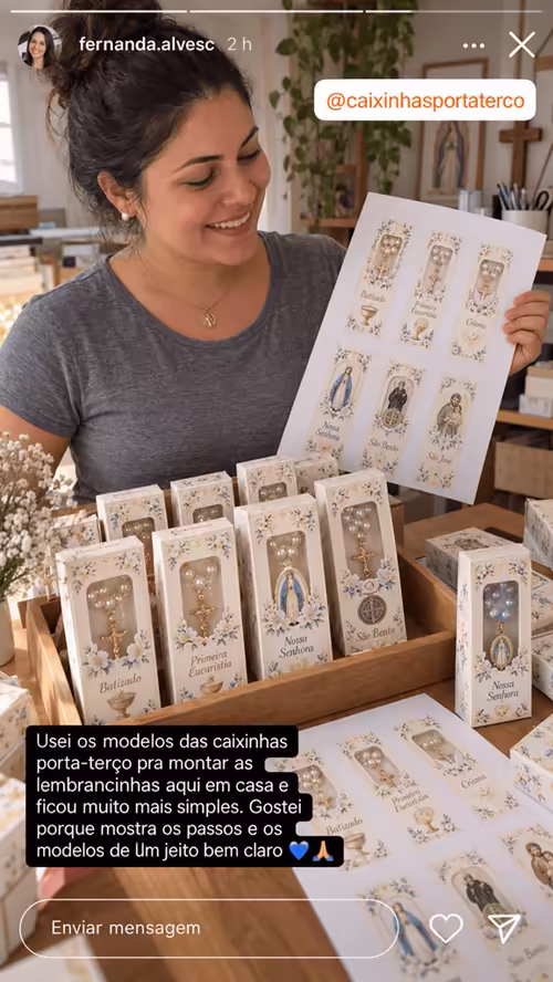 Mensagem de cliente 3 elogiando as caixinhas porta-terço