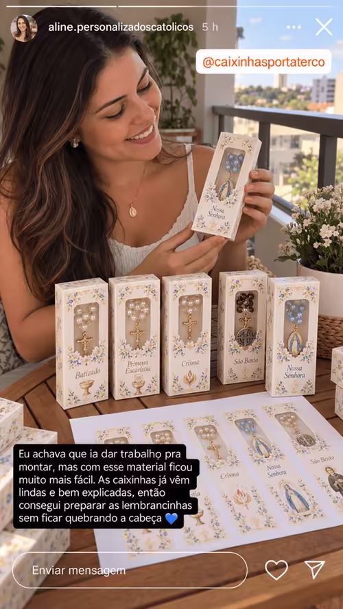 Mensagem de cliente 4 elogiando as caixinhas porta-terço
